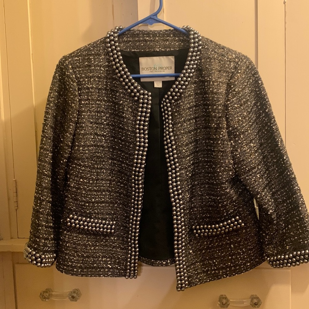 Boston Proper Beautiful Sparkly Gold Jacket Size 12